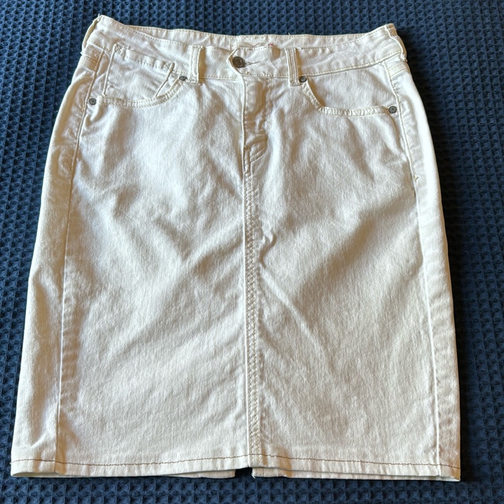 Cream Denim Skirt